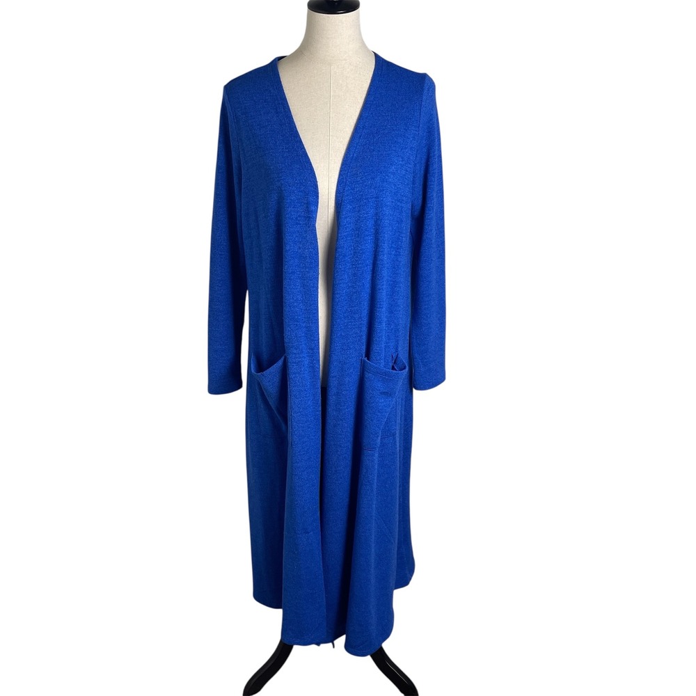 LuLaRoe Sarah Royal Blue Open Front Duster Cardigan Sweater Pockets Women's M